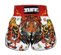 Tuff Sport Muay Thai Boxing Shorts, Retro Styles, Classic Slim Cut, MMA, Kickboxing, Workout Set, Tuf-rms110-wht, S