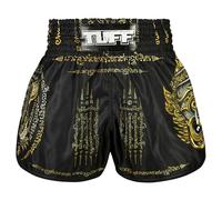 Tuff Sport Muay Thai Boxing Shorts, Retro Styles, Classic Slim Cut, MMA, Kickboxing, Workout Set, Tuf-rms116-blk, Large