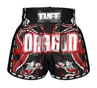 Tuff Sport Retro Muay Thai Shorts Boxing Shorts Classic Slim Cut MMA Kickboxing Workout Set Clothing Training, Tuf-msc115-blk, Large