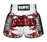 Tuff Sport Retro Muay Thai Shorts Boxing Shorts Classic Slim Cut MMA Kickboxing Workout Set Clothing Training, Tuf-msc121-wht, Small
