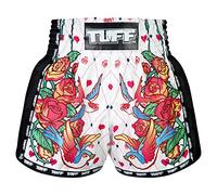 Tuff Sport Retro Muay Thai Shorts Boxing Shorts Classic Slim Cut MMA Kickboxing Workout Set Clothing Training, Tuf-msc124-wht, Large