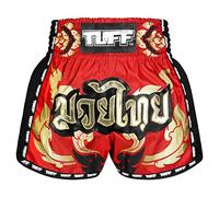 Tuff Sport Retro Muay Thai Shorts Boxing Shorts Classic Slim Cut MMA Kickboxing Workout Set Clothing Training, Tuf-msc119-red, Large