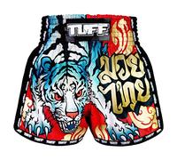 Tuff Sport Retro Muay Thai Shorts Boxing Shorts Classic Slim Cut MMA Kickboxing Workout Set Clothing Training, Tuf-msc126-red, Large