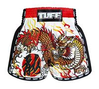 Tuff Sport Retro Muay Thai Shorts Boxing Shorts Classic Slim Cut MMA Kickboxing Workout Set Clothing Training, Tuf-msc114-wht, Large