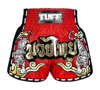 Tuff Sport Retro Muay Thai Shorts Boxing Shorts Classic Slim Cut MMA Kickboxing Workout Set Clothing Training, Tuf-msc122-red, Large