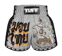 Tuff Sport Retro Muay Thai Shorts Boxing Shorts Classic Slim Cut MMA Kickboxing Workout Set Clothing Training, Tuf-msc118-gry, Large
