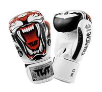 TUFF Sport White Tiger Muay Thai Boxing Gloves White