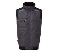Tuff Stuff Bodywarmer Gilet Hardwearing Waterproof Retro Reflective Stripe (XL (48"-50"), Grey)