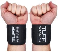 Tuff Wraps 16'' Modern Black/White Wrist Straps - Powerlifting, Weightlifting Support - Durable Velcro, Double-Stitched, Belt Loop Tightening System