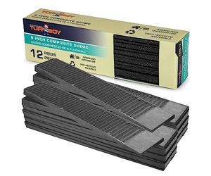 TUFFBOY Composite Shims and Leveling Wedges (12 Pack, 8") - Made in USA - Extreme Load Support Plastic Shims for Leveling - Table, Floor, Doors, Toilet, and Furniture Levelers