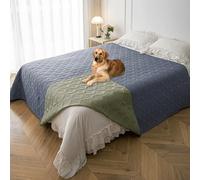 Tuffeel Waterproof Dog Blanket, 82x102 inches Pet Couch Covers for Sofa, Bed Furniture Protector from Dogs Washable and Reversible-Blue+Green