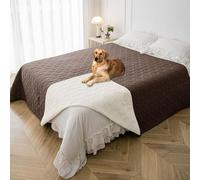Tuffeel Waterproof Dog Blanket, 82x82 inches Pet Couch Covers for Sofa, Bed Furniture Protector from Dogs Washable and Reversible-Chocolate+Cream