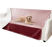 Tuffeel Waterproof Dog Blankets, Washable Pee Proof Pet Blanket for Couch, Soft Reversible Puppy Throw Furniture Protector Cover for Bed Sofa-52"x82",Burgundy+Cream