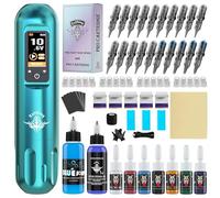 Tuffking Tattoo Machine Kit Rotary Wireless Tattoo Pen Kit with 20pcs Extra Smooth Cartridge Needles Practice Skin Supplies for Beginners & Professional Artists