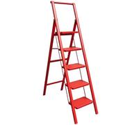 TUFFMATE 5 Tread Folding Step Ladder Red, 171cm, 150kg Capacity | 137cm Top Step Open Height, Steel Frame, EN131 Certified, Rubber Grip Handle, Lightweight 7.5kg