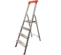 TUFFMATE Aluminium Folding 4 Step Ladder with Handy Tool Tray and Raised Grab Handle