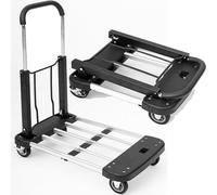 TUFFMATE Flatbed Trolley Foldable 150 Kg Capacity Black Silver Folding Aluminium Hand Truck