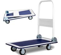TUFFMATE Folding Platform Trolley Hand Cart Sack Truck Heavy Duty with Handle & Bumper Strips, Rolling Flatbed Cart Dolly for Easy Transportation 73x48x83cm 150kg Capacity (300kg Load Capacity)