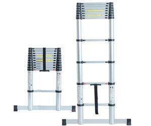 TUFFMATE Telescopic Aluminium Ladder, 12 Tread, 3.8m, 150kg Capacity, with Stabiliser Bar