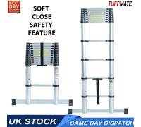 TUFFMATE Tuff Mate Telescopic Ladder 3.8M Soft Close 12 Steps Max Height