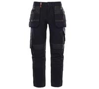 TuffStuff - Apex Flex Trousers, Black - 28" Waist, Regular 30" Length - Slim Fit, 4-Way Stretch Ripstop Fabric & Part Elasticated Waist - Twin Holster, Cargo & Rule Pockets - Heavy Duty Workwear