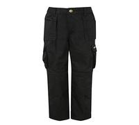 Tuffstuff Kids Pro Work Junior Childs Trousers with Kneepad Pouches & Mobile Pocket - Triple Stitched & Double Thickness Back Pockets - School, Camping, Casual - 711J Black - 7-8 Years