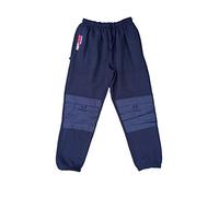 TuffStuff Mens Polyester Cotton Jogging Pants Knee Pad Pockets Hammer Loop Draw Corded Adjustable Elasticated Waistband Concealed Zip Rear Pocket Comfort Work Trousers Warm (M, Navy)