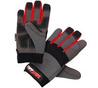 TuffStuff - Pro Work Gloves - Black & Red - Features Reinforced Stitching, Padded Palms & Adjustable Cuffs - Flexible & Hardwearing - Heavy Duty Work Gloves - Versatile Safety Gloves