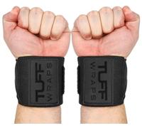 TuffWraps 16" Wrist Straps for Gym - No Thumb Loops - Powerlifting, Weightlifting, and Bench Press Support - Durable Wrist Straps Gym Accessory for Enhanced Wrist Support