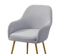 Tufkiss Modern Stretch Curved Back Dining Chair Covers with Armrest, for Vanity, Dining, Kitchen, Waterproof Swivel Arc Shaped Armchair Cover Protector(light gray, 1PC)