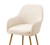 Tufkiss Modern Stretch Curved Back Dining Chair Covers with Armrest, for Vanity, Dining, Kitchen, Waterproof Swivel Arc Shaped Armchair Cover Protector(off-white, 1PC)