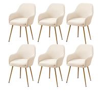 Tufkiss Modern Stretch Curved Back Dining Chair Covers with Armrest, for Vanity, Dining, Kitchen, Waterproof Swivel Arc Shaped Armchair Cover Protector(off-white,6PC)