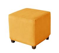 Tufkiss Stretch Square Ottoman Cover, With Elastic Bottom Square Pouffe Footstool Covers for Living Room Bedroom(gold, M)