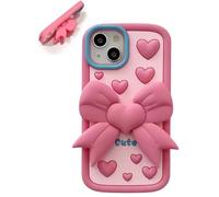 TUFTA 3D Cute Bow Phone Case for iPhone 16 Pro Max, with Bowknot Phone Stand, Girly Aesthetic Soft Silicone Phone Cover for Girls and Women, Pink