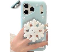 TUFTA Cute 3D Snowflake Pop-Up Stand and Grip Phone Case for iPhone 17 Pro Max, Kawaii Cartoon Soft Silicone Phone Cover, Adorable Girly Snow Design for Girls, Kids, Teens, and Women