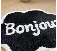 Tufted Bonjour Quote Area Rug, 45 x 60 cm, Black