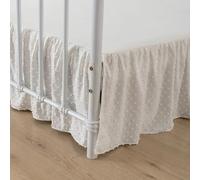Tufted Dot Bed Skirt Twin Size Ruffled Bed Skirt with Split Corners, 18 Inch Drop Dust Ruffle Bed Skirts with Platform, Ivory