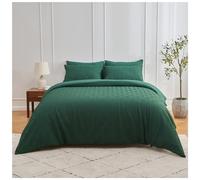 Tufted Double Bedding Set - Embossed Textured Double Duvet - Geometric Pattern Duvet Cover Double - Soft Easy Care 3 Pieces Double Bed Set - Green Bedding