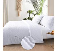 Tufted Duvet Cover King Size White Textured Bedding Set Diamond Boho | Bohemian Duvet Sets for King Bed Moroccan Geometric Jacquard Cottagecore Shabby Chic French Country Shabby Chic 3 Pieces