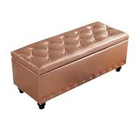 Tufted Faux Leather Lift Top Storage Bench Modern Rectangular Ottoman for Bedroom & Living Room Stylish Entryway Foot Rest & Shoe nizer - Champagne 60x45x40cm (24x18x16in)