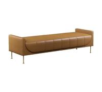 Tufted Leather Bed End BenchYellowish Brown Upholstered Entryway Seating for Bedroom Makeup Room & Living SpaceModern Accent Furniture