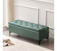 Tufted Ottoman Storage Bench Footrest Stool Seat Toy Chest,Rectangular Lounge Stool Hallway Shoe Benches,Bedroom Bedside Long Stool,Flip Lid Design(Dark green,100cm)