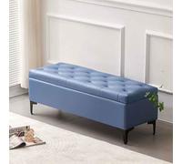 Tufted Ottoman Storage Bench Footrest Stool Seat Toy Chest,Rectangular Lounge Stool Hallway Shoe Benches,Bedroom Bedside Long Stool,Flip Lid Design(Dark blue,120cm)