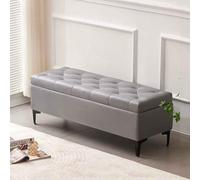 Tufted Ottoman Storage Bench Footrest Stool Seat Toy Chest,Rectangular Lounge Stool Hallway Shoe Benches,Bedroom Bedside Long Stool,Flip Lid Design(Dark grey,100cm)