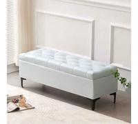 Tufted Ottoman Storage Bench Footrest Stool Seat Toy Chest,Rectangular Lounge Stool Hallway Shoe Benches,Bedroom Bedside Long Stool,Flip Lid Design(Light grey,80cm)