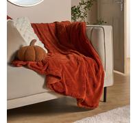 Tufted Pumpkin Fleece Throw Ultra Soft Blanket OHS Burnt Orange 130cm x160cm