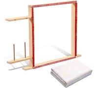 Tufting Frame, Tufting Frame Rug with Monks Cloth, 27.6 x 27.6 Inch Carpet Making Frame Needlework Fabric with Marked Line, Rug Tufting Supplies for Electric Rug Tufting Gun or Machine