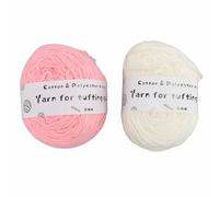 Tufting Yarn for Carpet Making, 2 Rolls Milky White Pink, 0.2in Wide Elastic Cotton Yarn - Shrink, Soft Texture, Perfect for Handicraft DIY and Rug Tufting