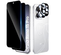 TuFun Screen Protector for OPPO Reno 15 Pro for Tempered Glass Privacy Screen, [Pack of 2] 9H Hardness Privacy Film, Anti-Spy Screen Protector, Anti-Spy, Bubble-Free Privacy Protective Glass - Black