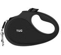 TUG 360° Tangle-Free Retractable Dog Lead for Up to 50 kg Dogs | 5 m Strong Nylon Tape/Ribbon | One-Handed Brake, Pause, Lock (Large, Black/Grey)